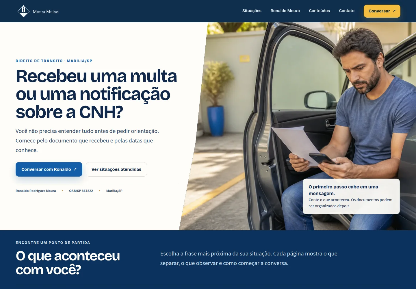 Novo site Moura Multas, com apresentação do escritório e serviços jurídicos